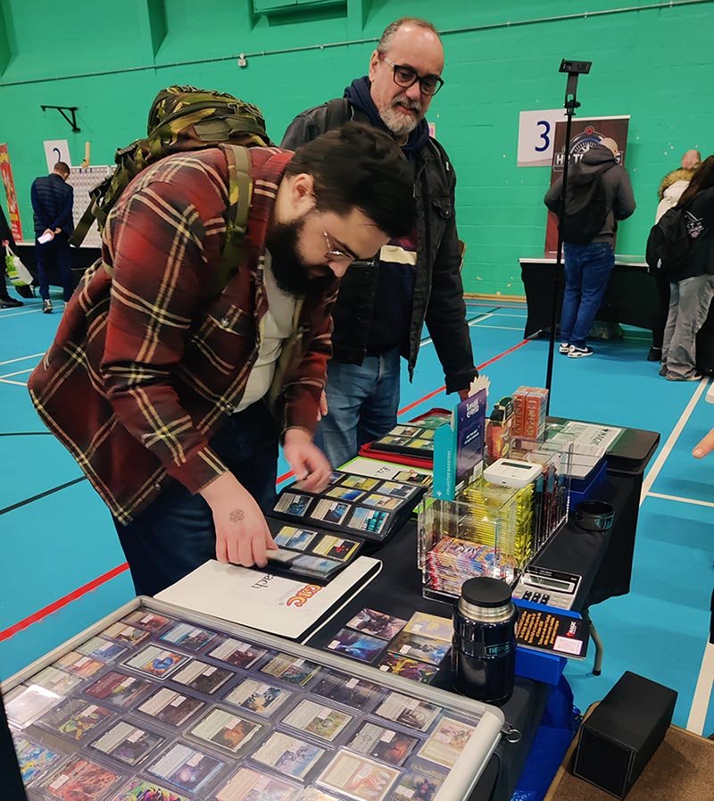 player checking cards